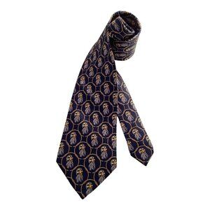 CERRUTI 1881 Blue Ribbon Print Luxury Silk Tie France W: 3.75" EX COND